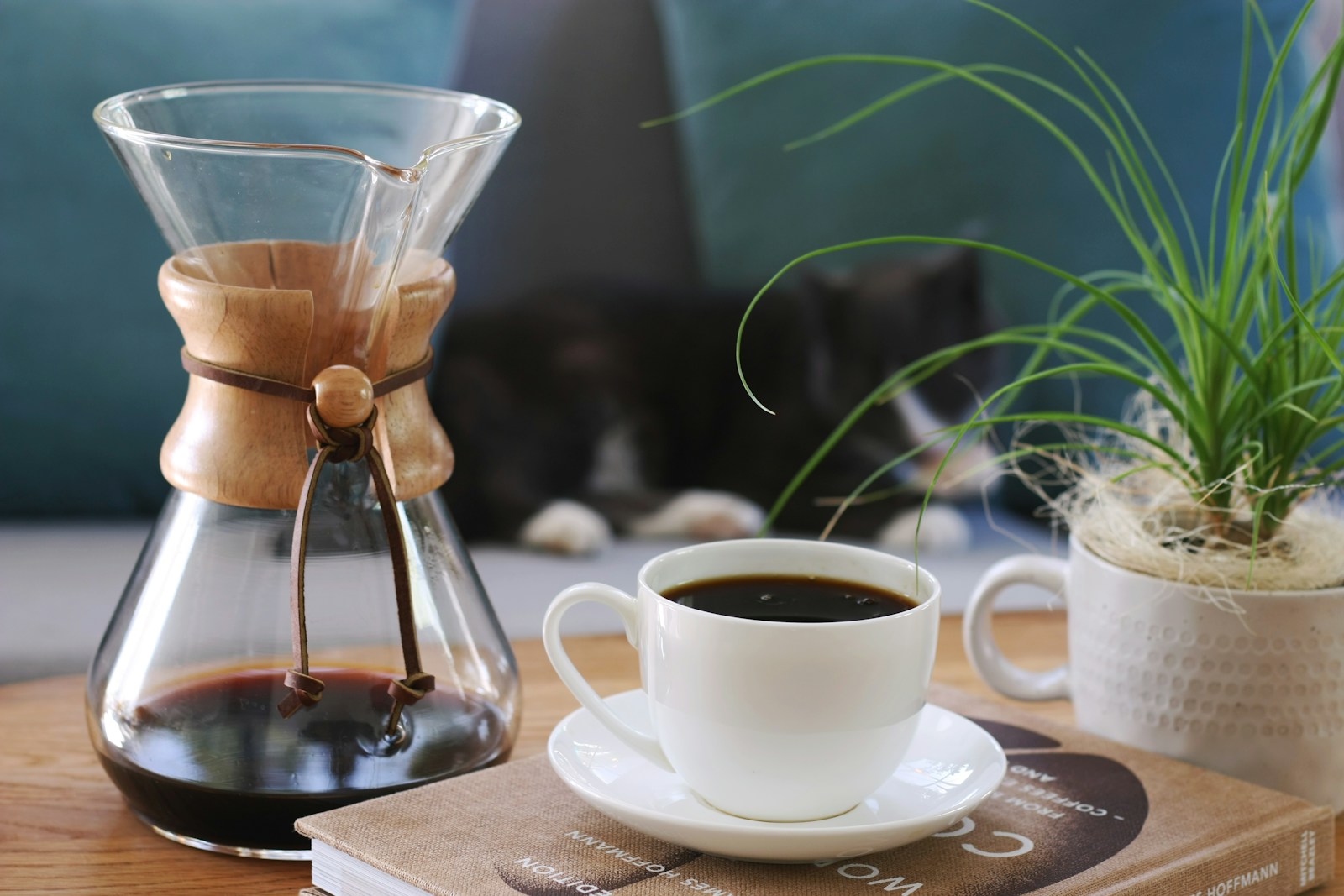 a cup of coffee and a book on a table - Coffee-to-Water Ratio